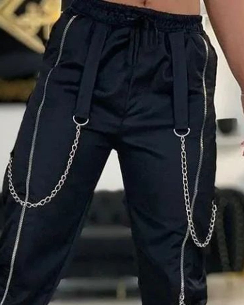 High Waist Zipper Design Pants