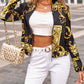 Baroque Print Long Sleeve Zip Up Jacket
