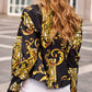 Baroque Print Long Sleeve Zip Up Jacket