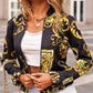 Baroque Print Long Sleeve Zip Up Jacket
