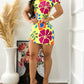 Floral Print Short Sleeve Round Neck Dress
