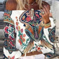 Floral Bird Print Off Shoulder Top