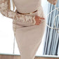 Lace Patch Long Sleeve Bodycon Dress