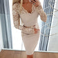 Lace Patch Long Sleeve Bodycon Dress