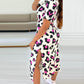 Leopard Print Tied Detail Slit Casual Dress