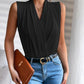 Ruched V Neck Sleeveless Wrap Top