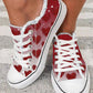 Heart Print Fringe Hem Lace up Canvas Sneakers