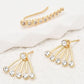 3pcs Faux Zircon Stud Earrings & Ear Climbers Set