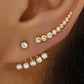 3pcs Faux Zircon Stud Earrings & Ear Climbers Set