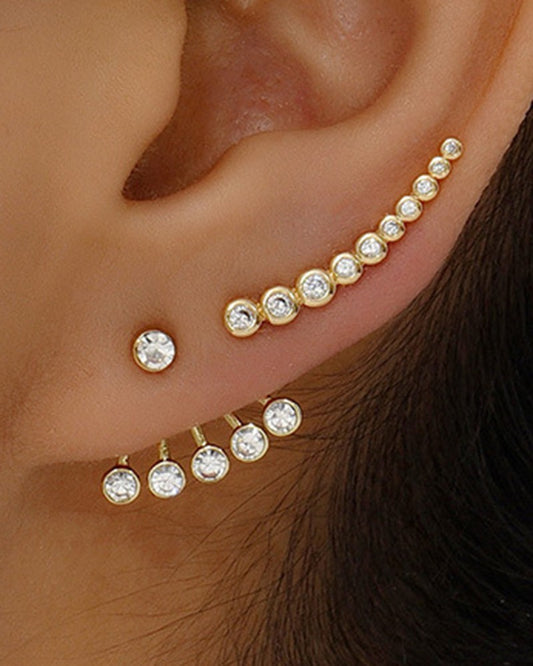 3pcs Faux Zircon Stud Earrings & Ear Climbers Set