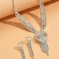 2PCS Rhinestone Decor Hollow Out Tassel Heart Pendant Necklace & Drop Earrings Wedding Bridal Gift Jewelry Set