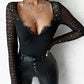 Eyelash Lace Hollow Out Bodysuit