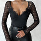 Eyelash Lace Hollow Out Bodysuit