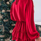 Lantern Sleeve Ruffle Hem Belted Casual Dress