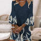 Allover Print V Neck Bell Sleeve Dress