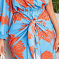 Plants Print One Shoulder Tied Detail Casual Dress
