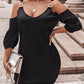Chain Decor Cold Shoulder Casual Dress
