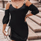 Chain Decor Cold Shoulder Casual Dress