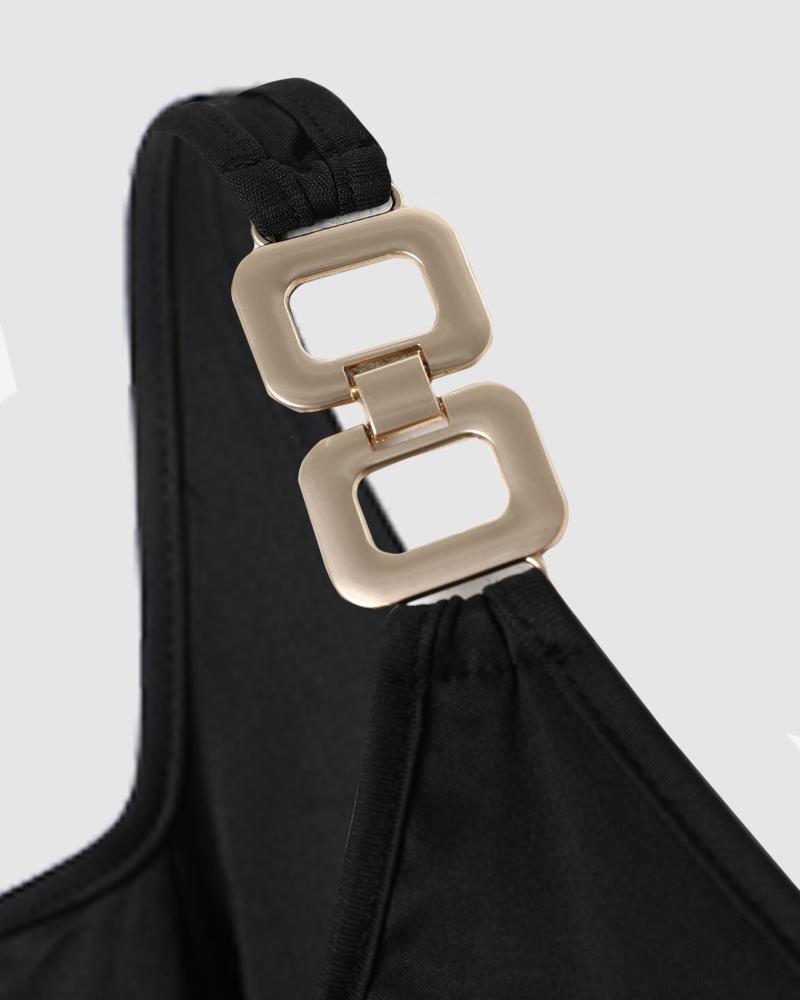 Chain Decor Cold Shoulder Casual Dress