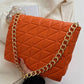 Flap Zipper Design Quilted Chain Strap Shoulder Bag