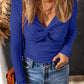 V Neck Twisted Textured Top