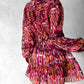 Tie Dye Print Buttoned Long Sleeve Dress