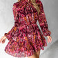 Tie Dye Print Buttoned Long Sleeve Dress