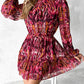 Tie Dye Print Buttoned Long Sleeve Dress