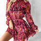 Tie Dye Print Buttoned Long Sleeve Dress