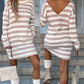 Striped Print Open Back Long Sleeve Dress
