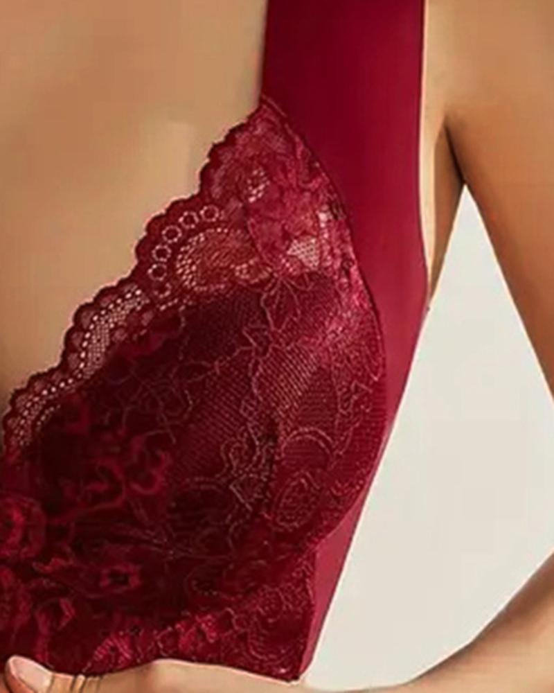 Crochet Lace Hook Front Wireless Lifting Bralette