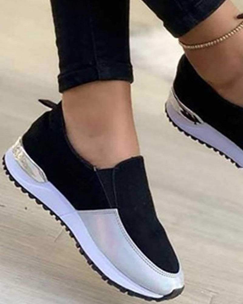 Contrast Paneled Casual Slip On Sneakers