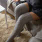 3Pairs/Set Cable Knit Over Knee Winter Thermal Floor Socks