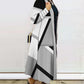 Plus Size Geometric Print Open Front Longline Coat