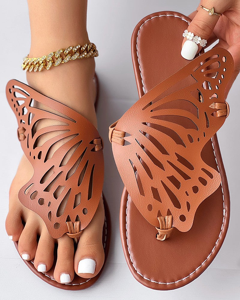 Butterfly Wings Pattern Toe Post Flip Flops