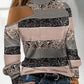 Colorblock Striped Print Cold Shoulder Top