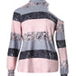 Colorblock Striped Print Cold Shoulder Top