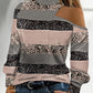 Colorblock Striped Print Cold Shoulder Top