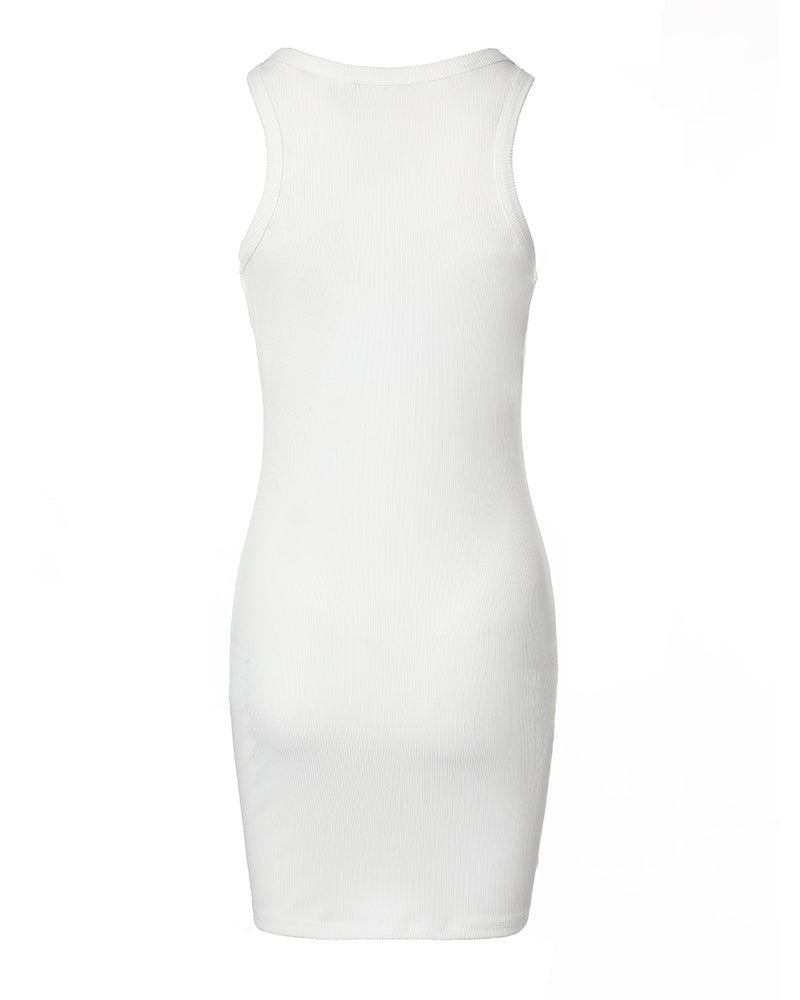 Valentine's Day Heart Print Ribbed Casual Tank Dress