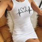 Valentine's Day Heart Print Ribbed Casual Tank Dress