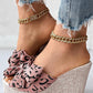 Leopard Bowknot Design Wedge Slippers