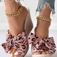 Leopard Bowknot Design Wedge Slippers