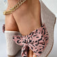 Leopard Bowknot Design Wedge Slippers