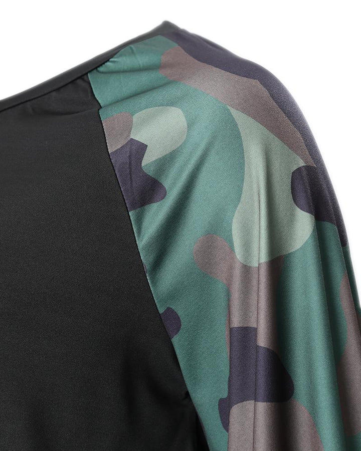 Plus Size Camouflage Print Long Sleeve Top & Pants Set