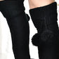 1Pair Braided Bowknot Decor Skinny Long Socks
