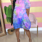 Short Sleeve Round Neck Casual Tie Dye Print Dress