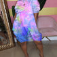 Short Sleeve Round Neck Casual Tie Dye Print Dress