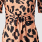 Leopard Print Slit Tied Detail Casual Dress
