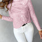 Mock Neck Allover Sequin Top