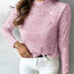 Mock Neck Allover Sequin Top